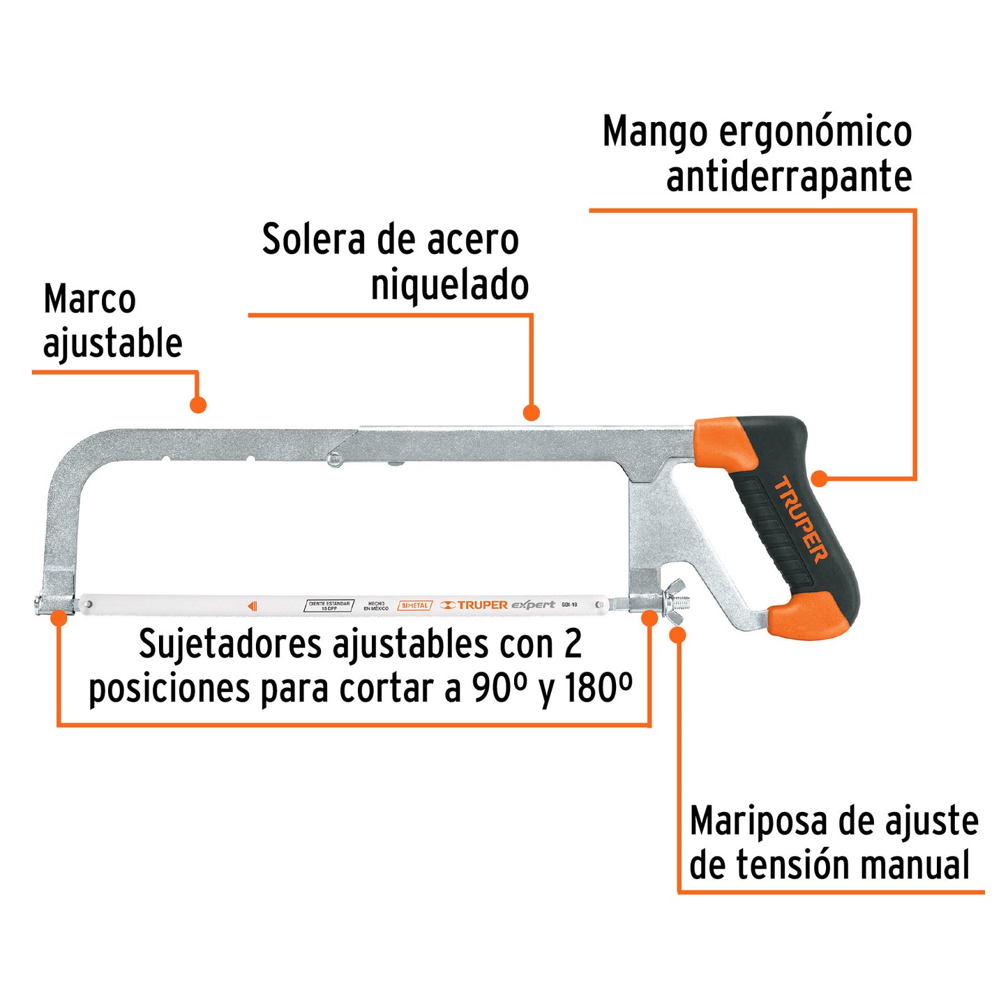 Arco 12" profesional ajustable de solera para segueta