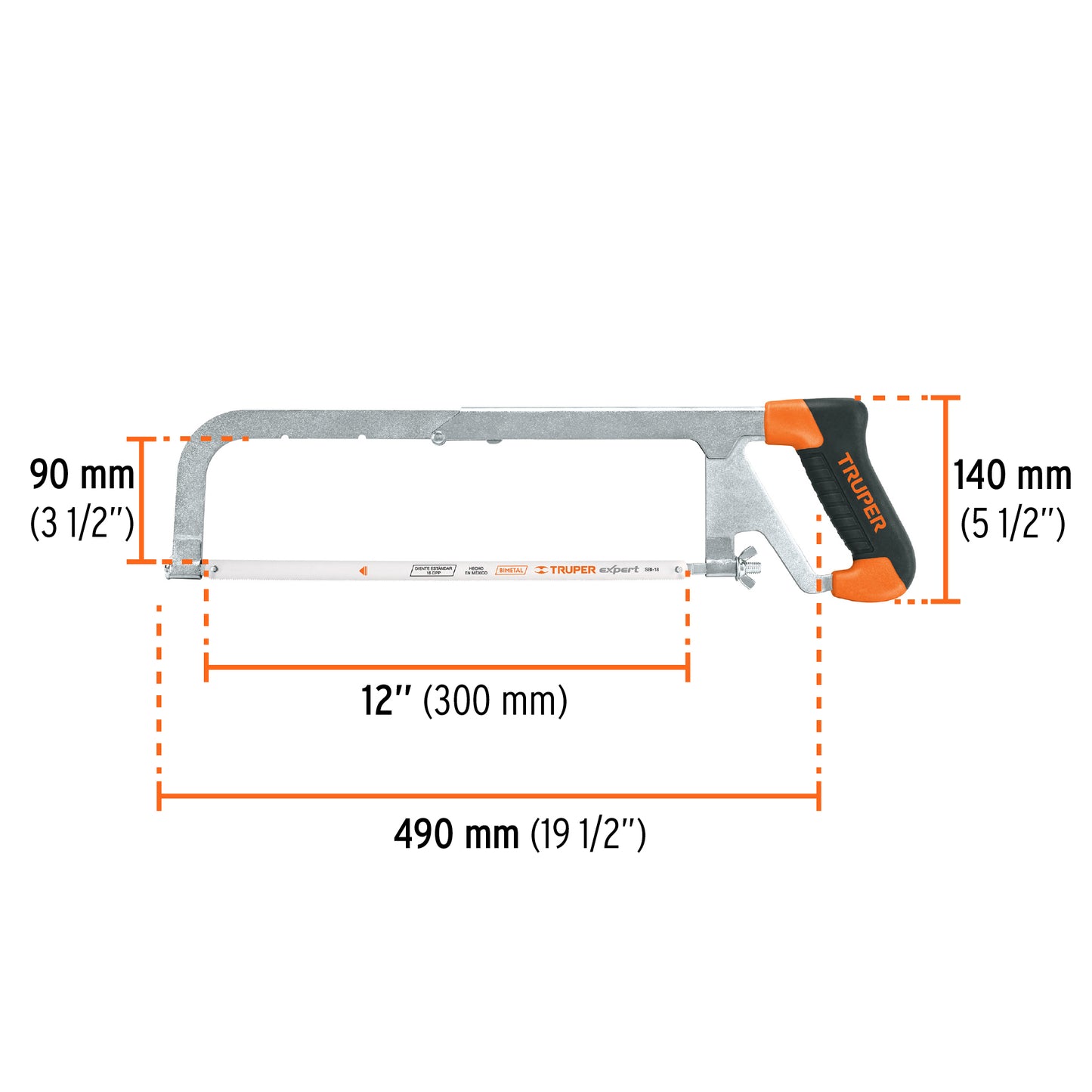 Arco 12" profesional ajustable de solera para segueta