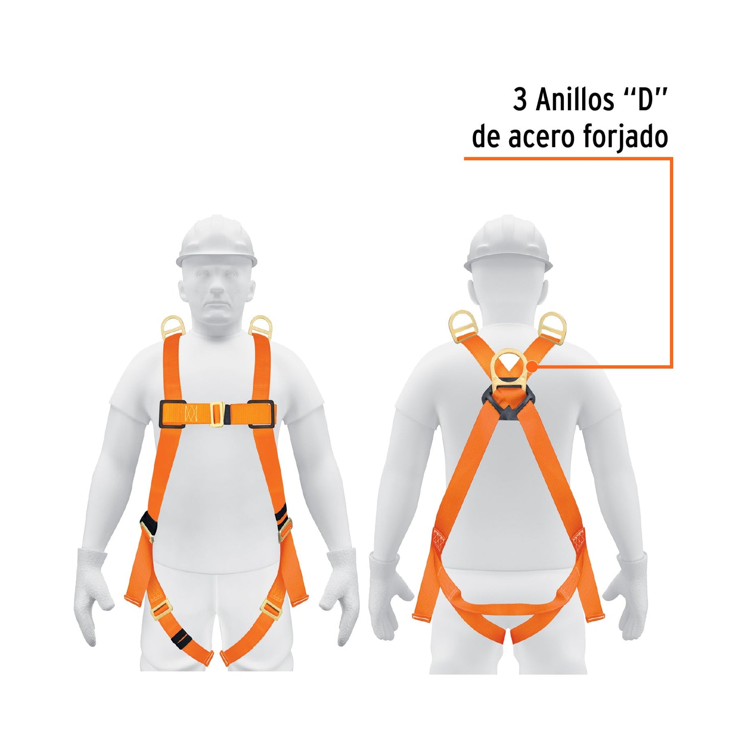 Arnés de cuerpo completo con 3 anillos, ANSI, Truper