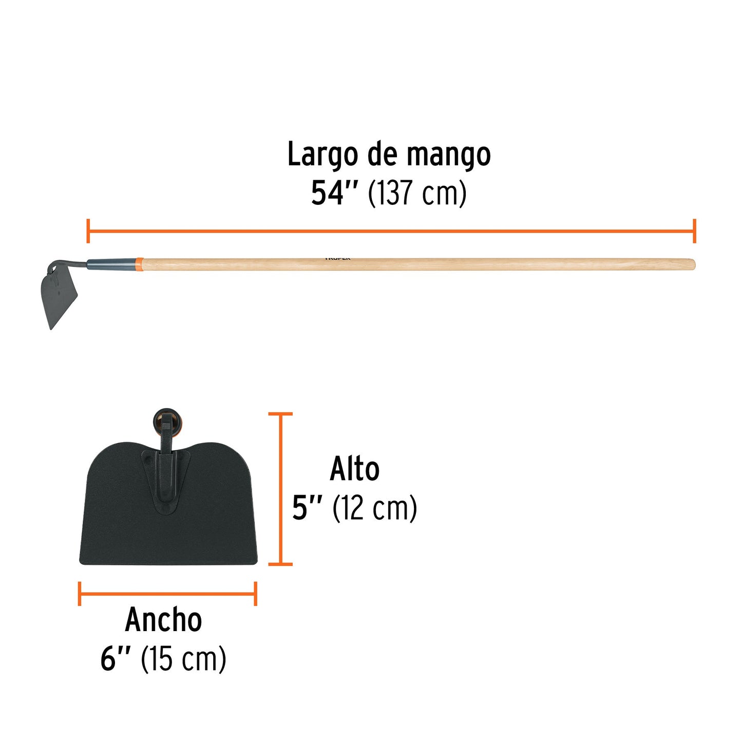 Azadón jardinero Classic, mango de 54", TRUPER