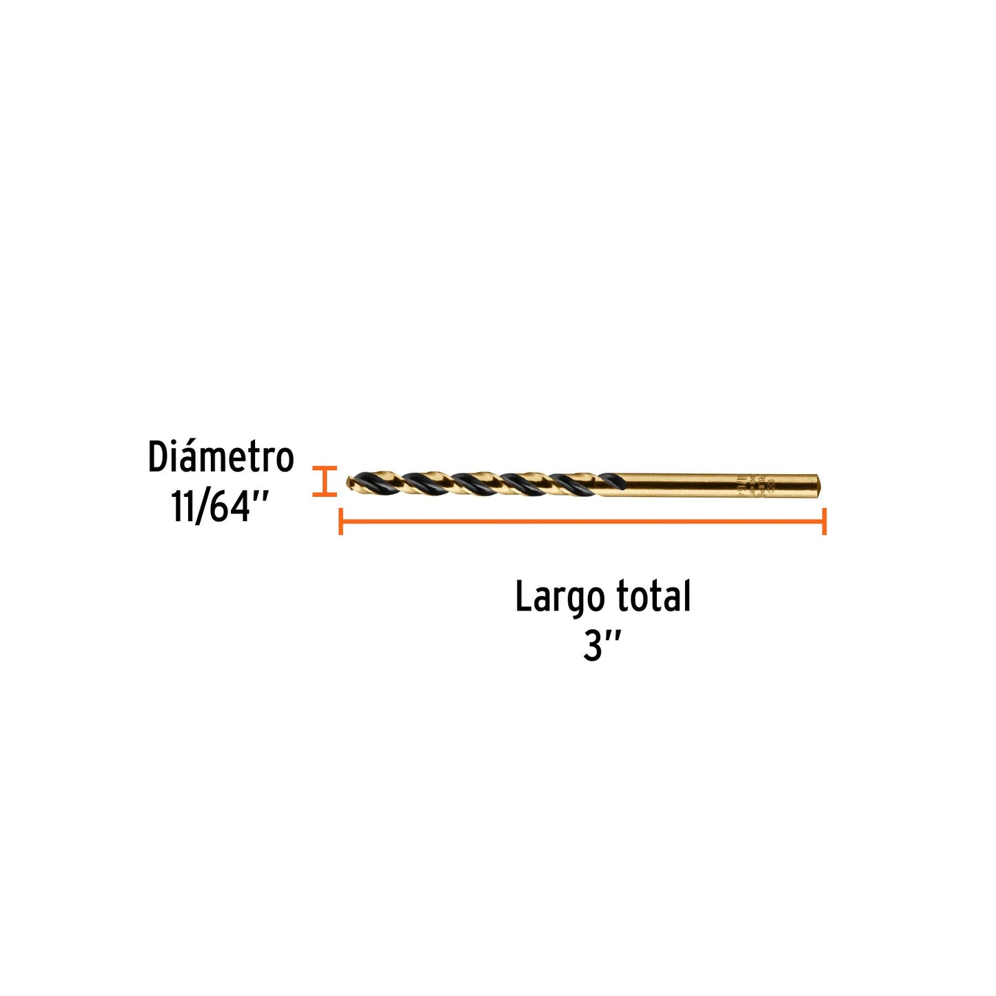 Broca para metal HSS, Turbo Steel 11/64"