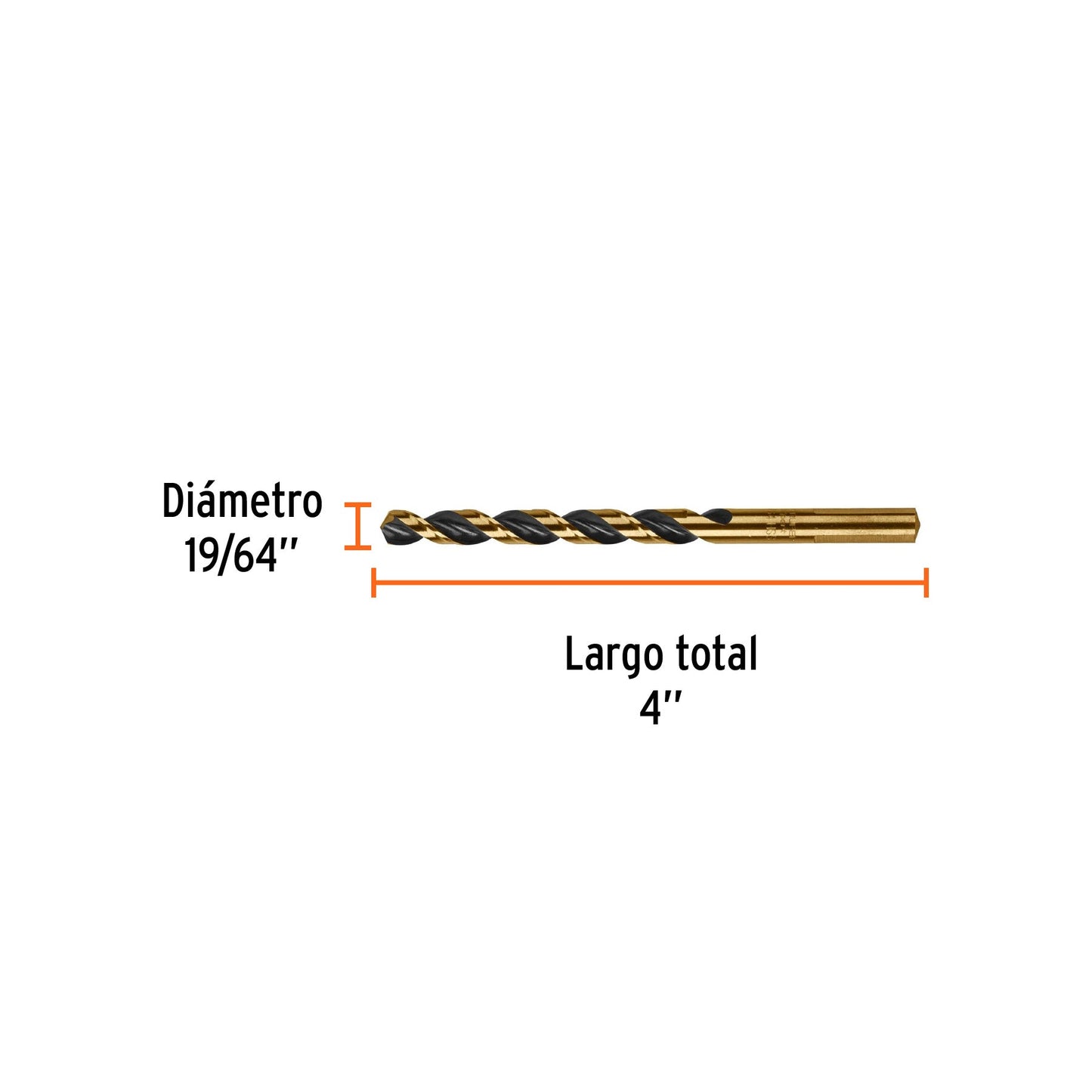 Broca para metal HSS, Turbo Steel 19/64"