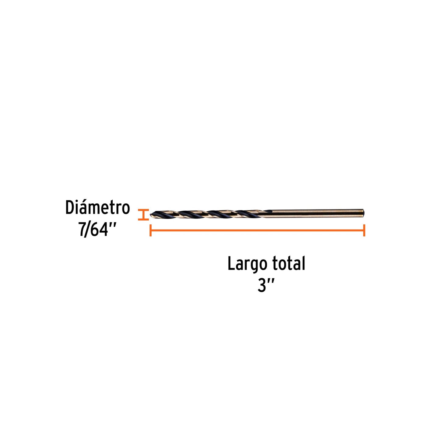 Broca para metal HSS, Turbo Steel 7/64"