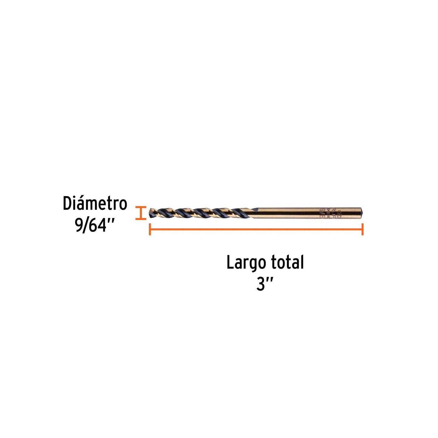 Broca para metal HSS, Turbo Steel 9/64"