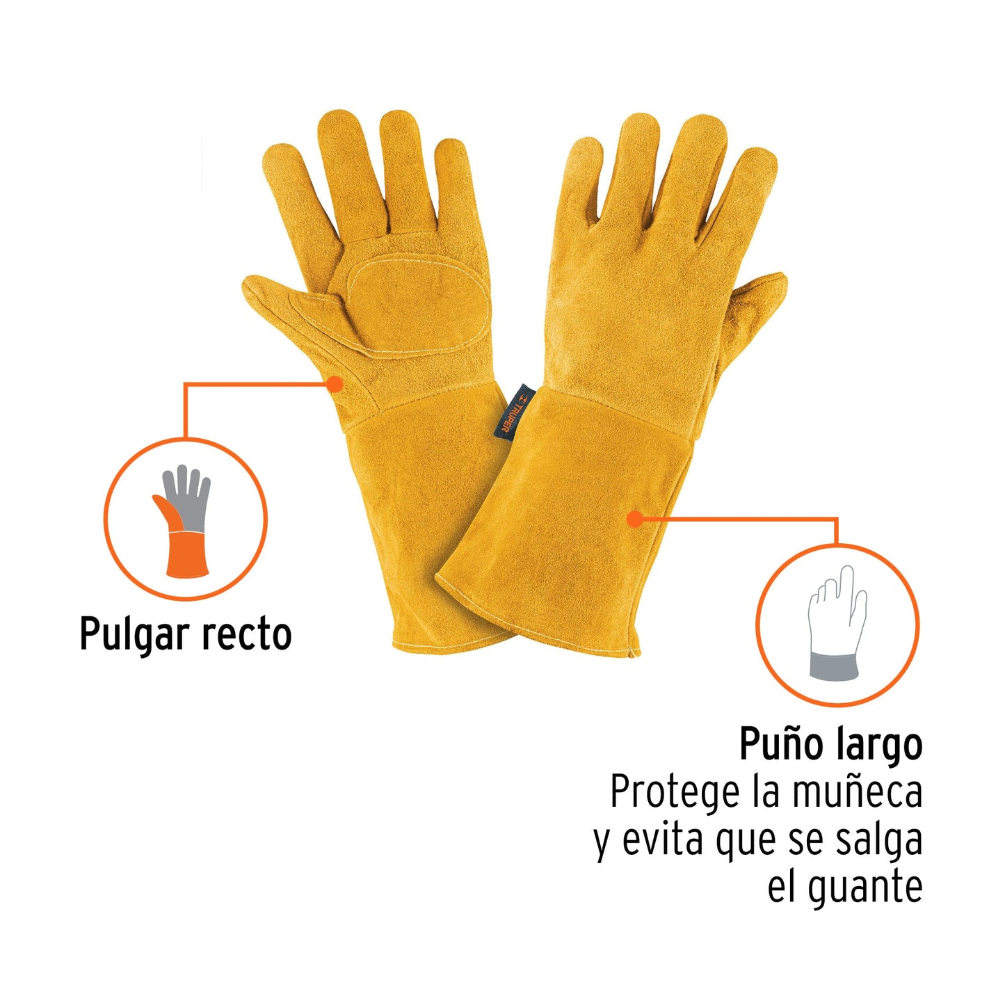 Guantes de carnaza largos, unitalla, TRUPER