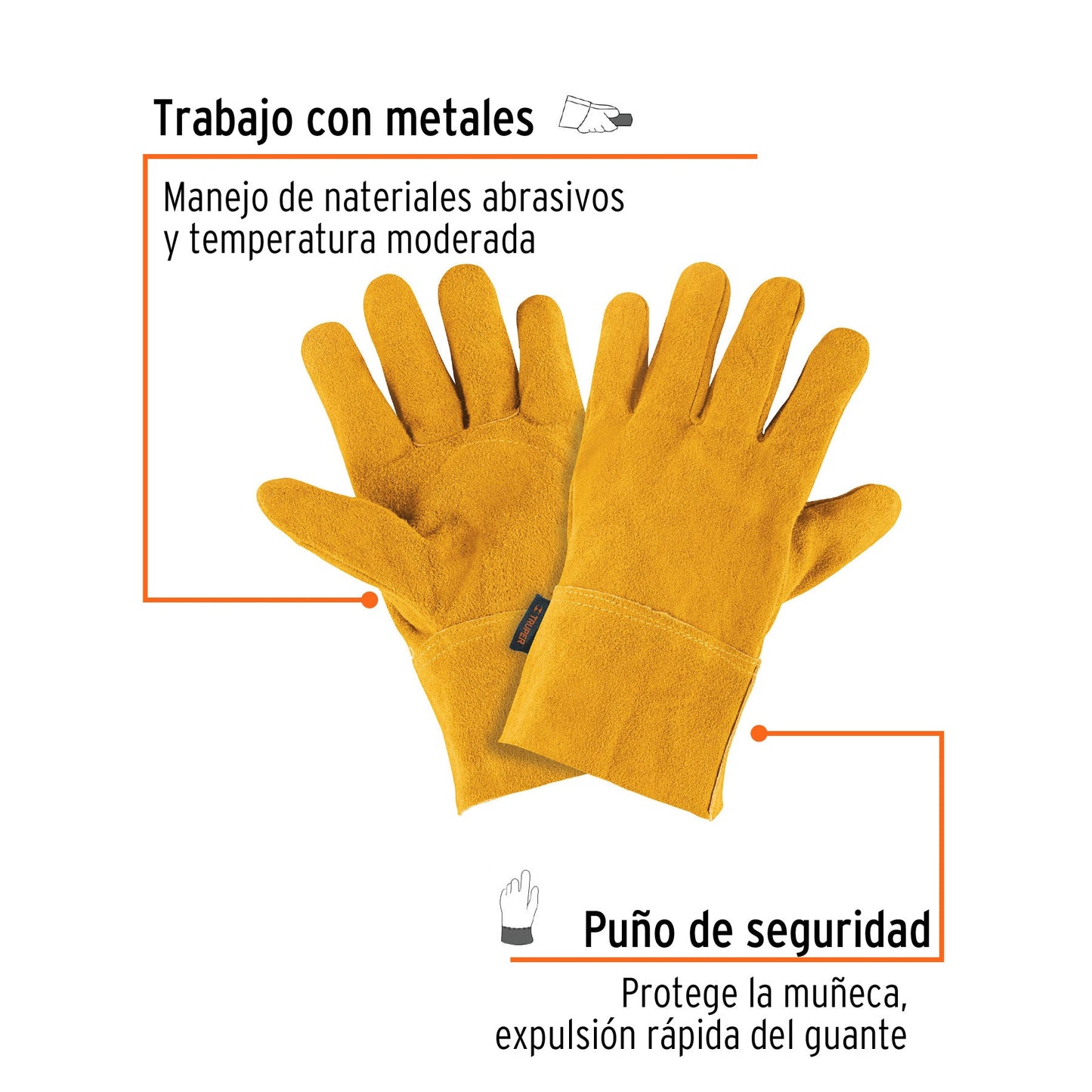 Guantes de carnaza cortos, unitalla, TRUPER