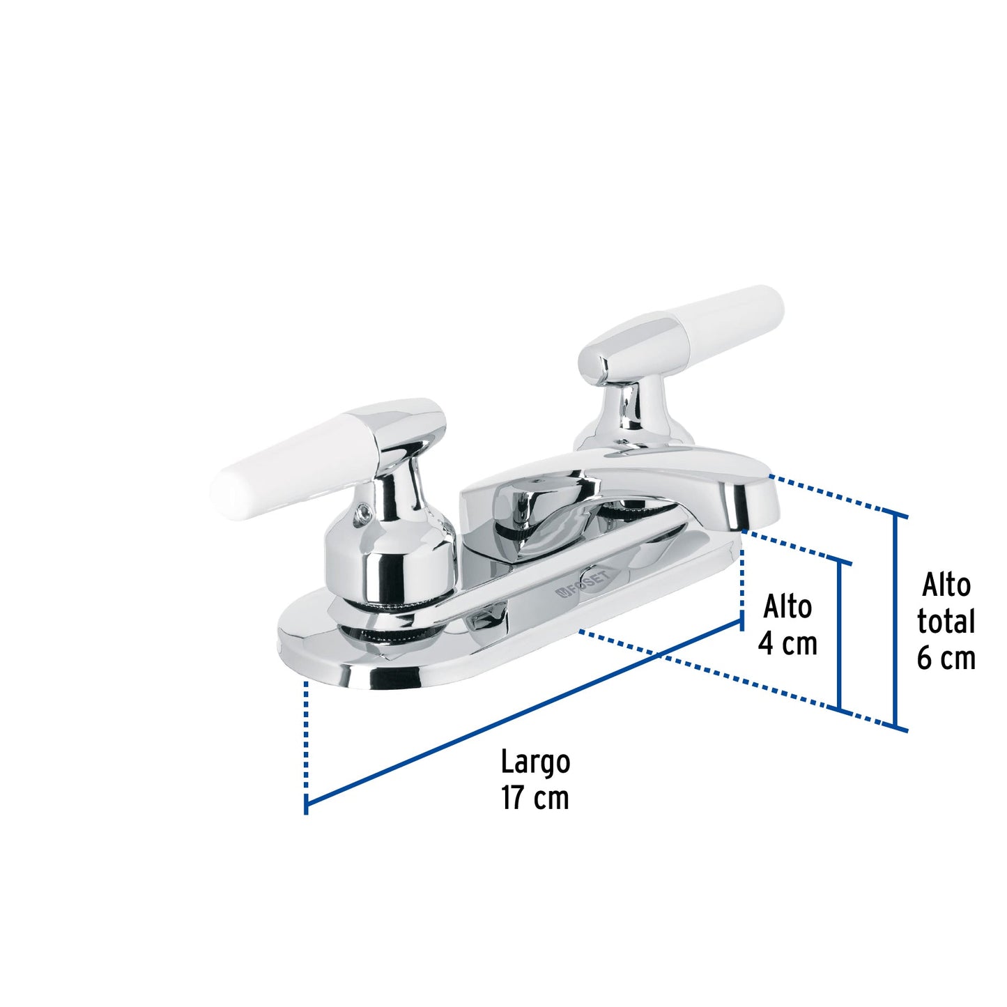 Mezcladora 4" para lavabo, maneral metal tipo cono, cartucho cerámico, FOSET