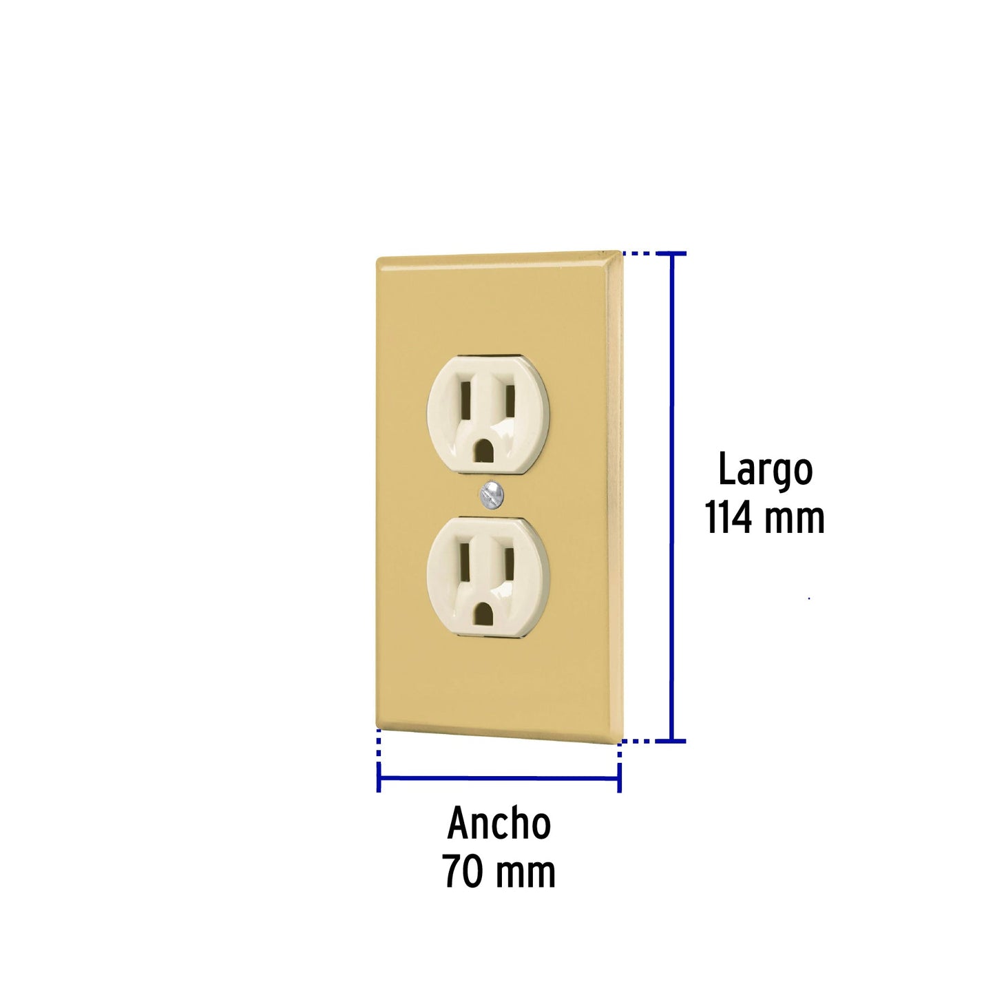 Placa de aluminio armada, 2 contactos polarizados, línea Standard, color blanco, Volteck