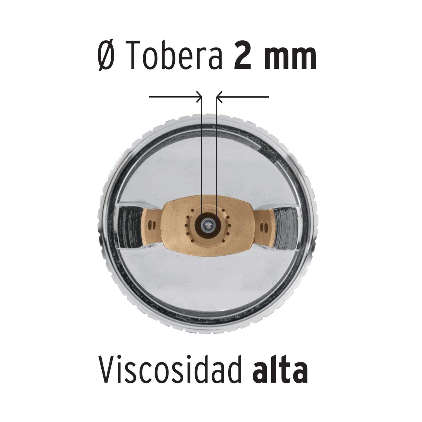 Pistola p/pintar gravedad HVLP vaso plástico, 2 mm, Truper