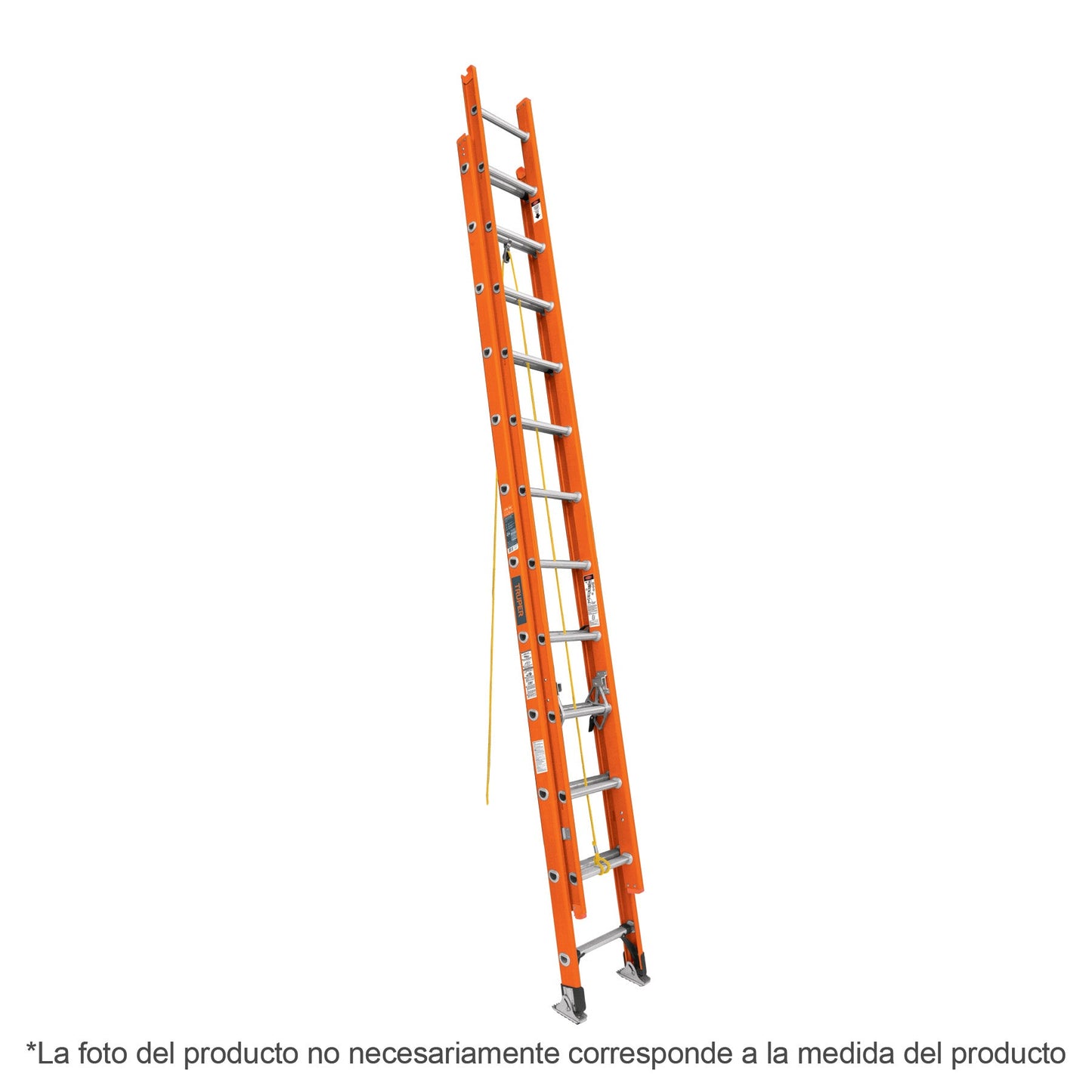 Escalera de extensión, tipo II, 28 peldaños, fibra de vidrio